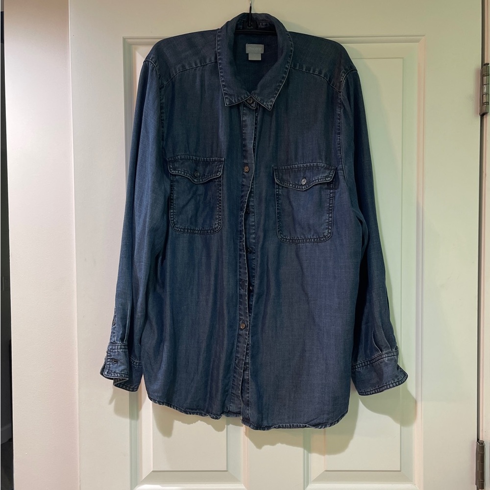 Chico's Indigo Denim Shirt - Picture 1 of 5